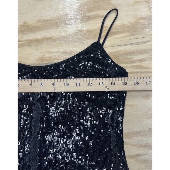 Bebe Sequin Mini Dress Black Size 4 Party Occasion Bodycon Club - Picture 11 of 14